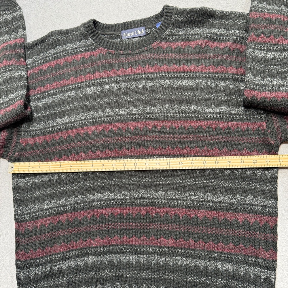 Hunt Club Sweater Men's XL Gray Red Striped Ribbed Knit Crewneck Pullover Canada - Picture 3 of 6